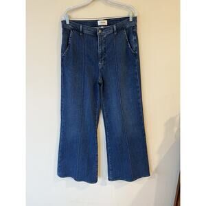 FRAME The Pintuck Flared StraightLeg Mid Rise Stretch-Denim Jeans 30 Classic